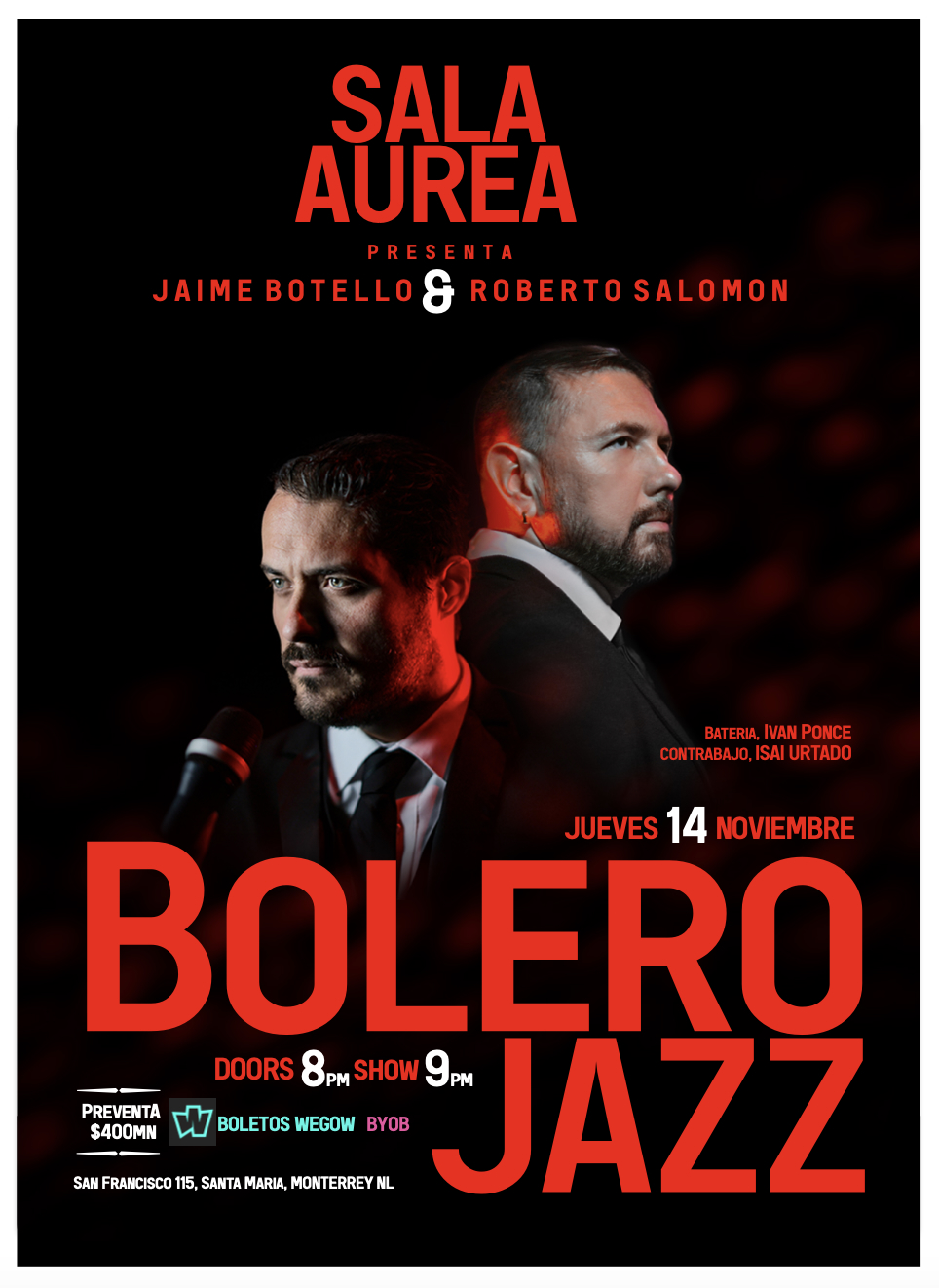 Entradas para Jaime Botello y Roberto Salomón | Bolero Jazz Nov Mty | Wegow