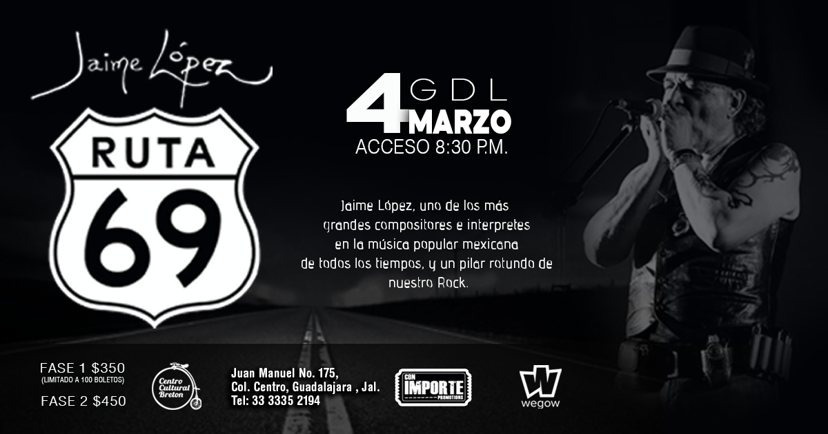 Fotografía promocional de Jaime lopez en guadalajara - ruta 69