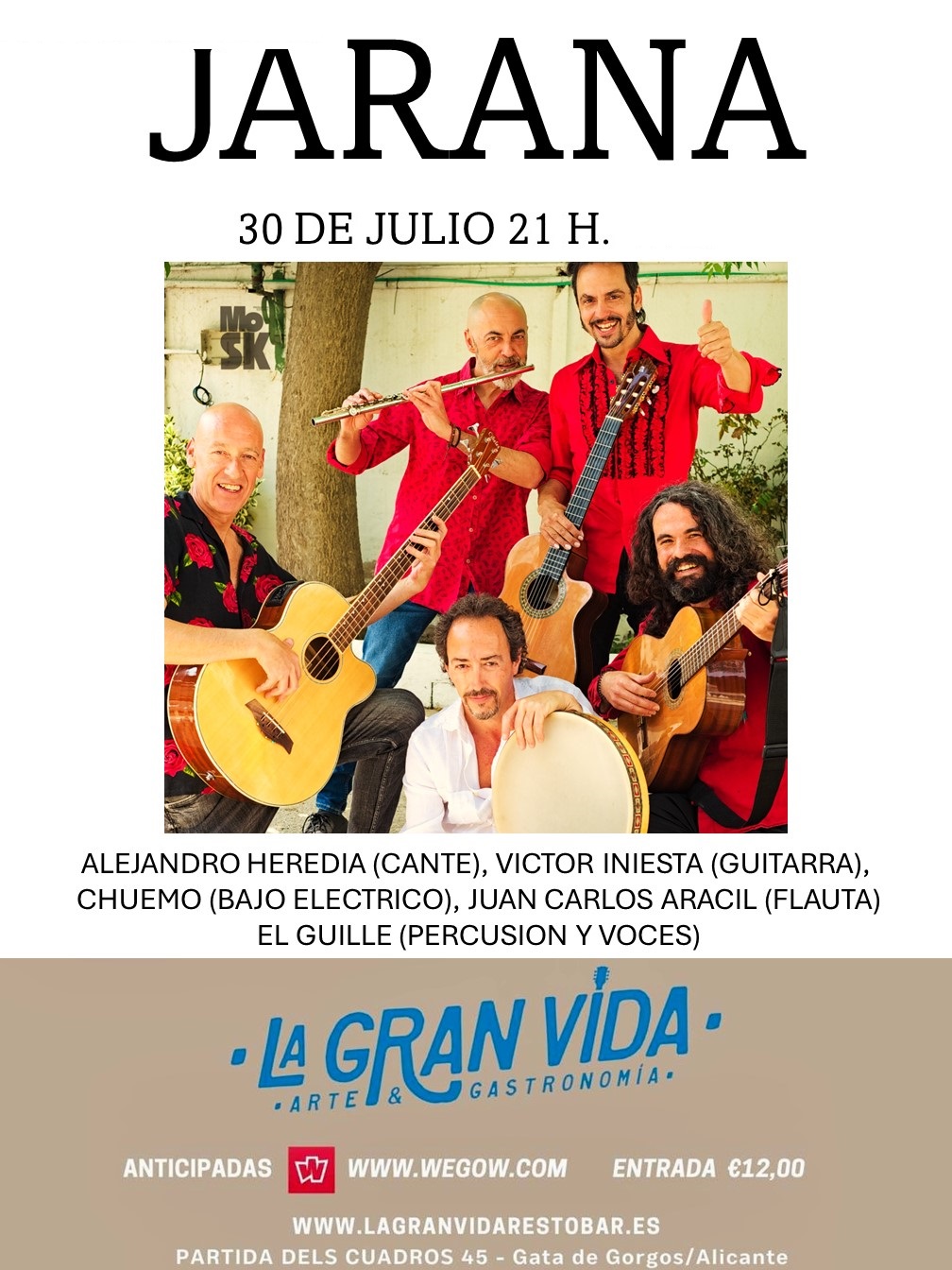 Fotografía promocional de Jarana en directo en Gata de Gorgos