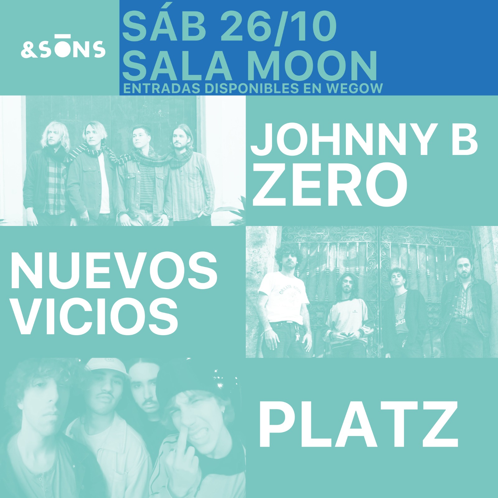 Fotografía promocional de Johnny B. Zero + Platz + Nuevos Vicios en Valencia