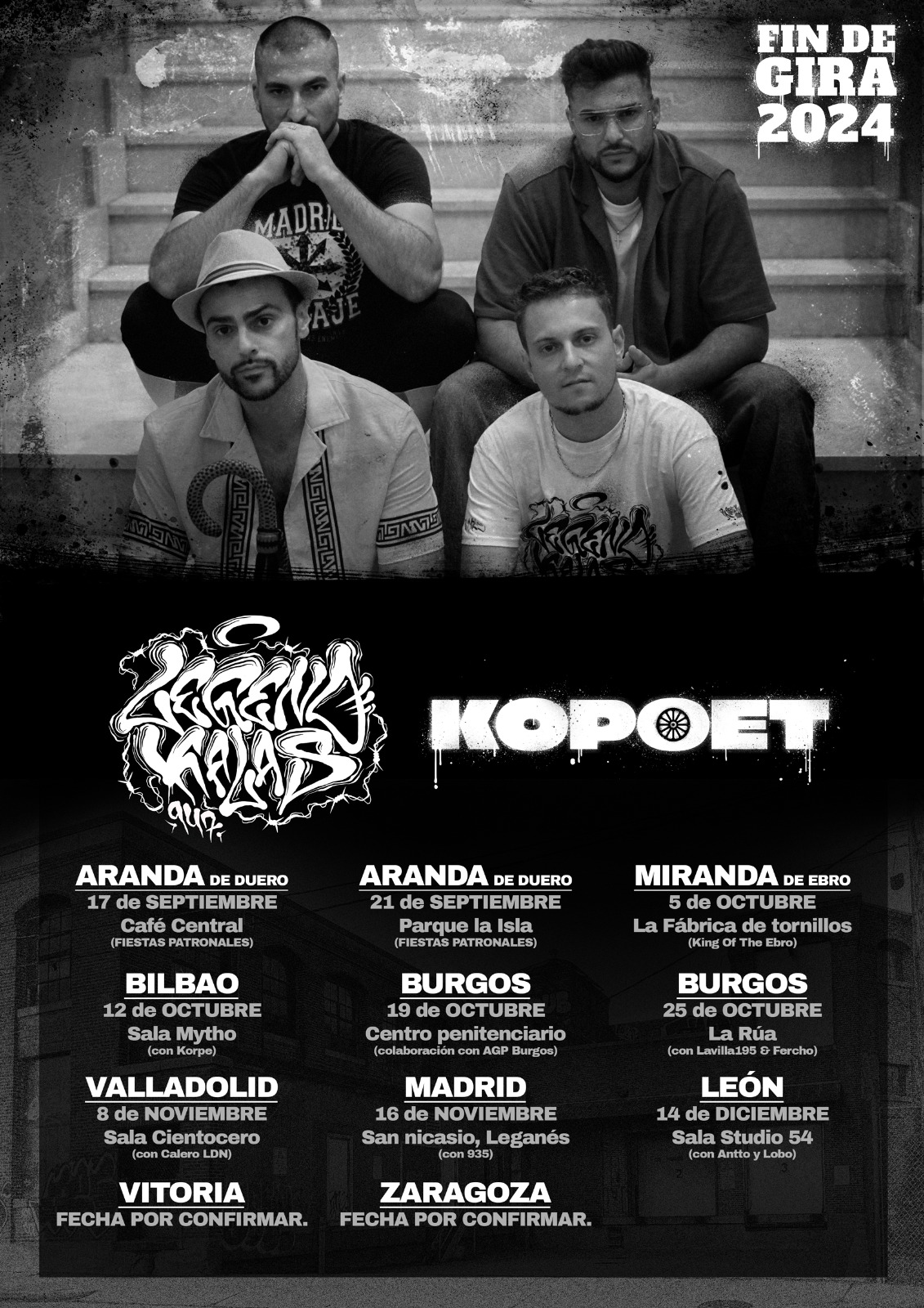 Fotografía promocional de Kalas y Legend + Kopoet + Korpe en Bilbao