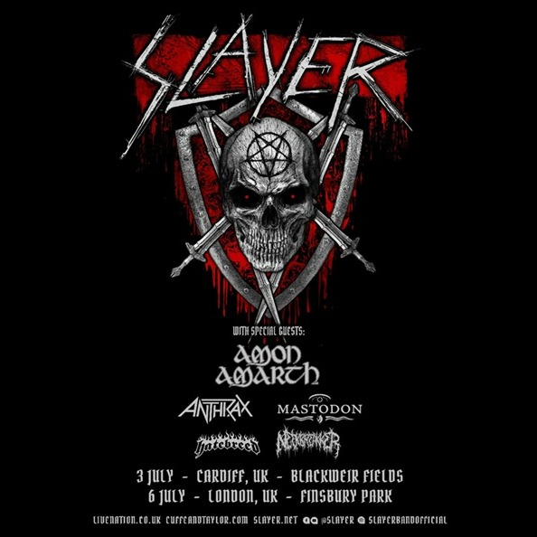 Photographie promotionnelle de Concierto de Slayer en Cardiff.