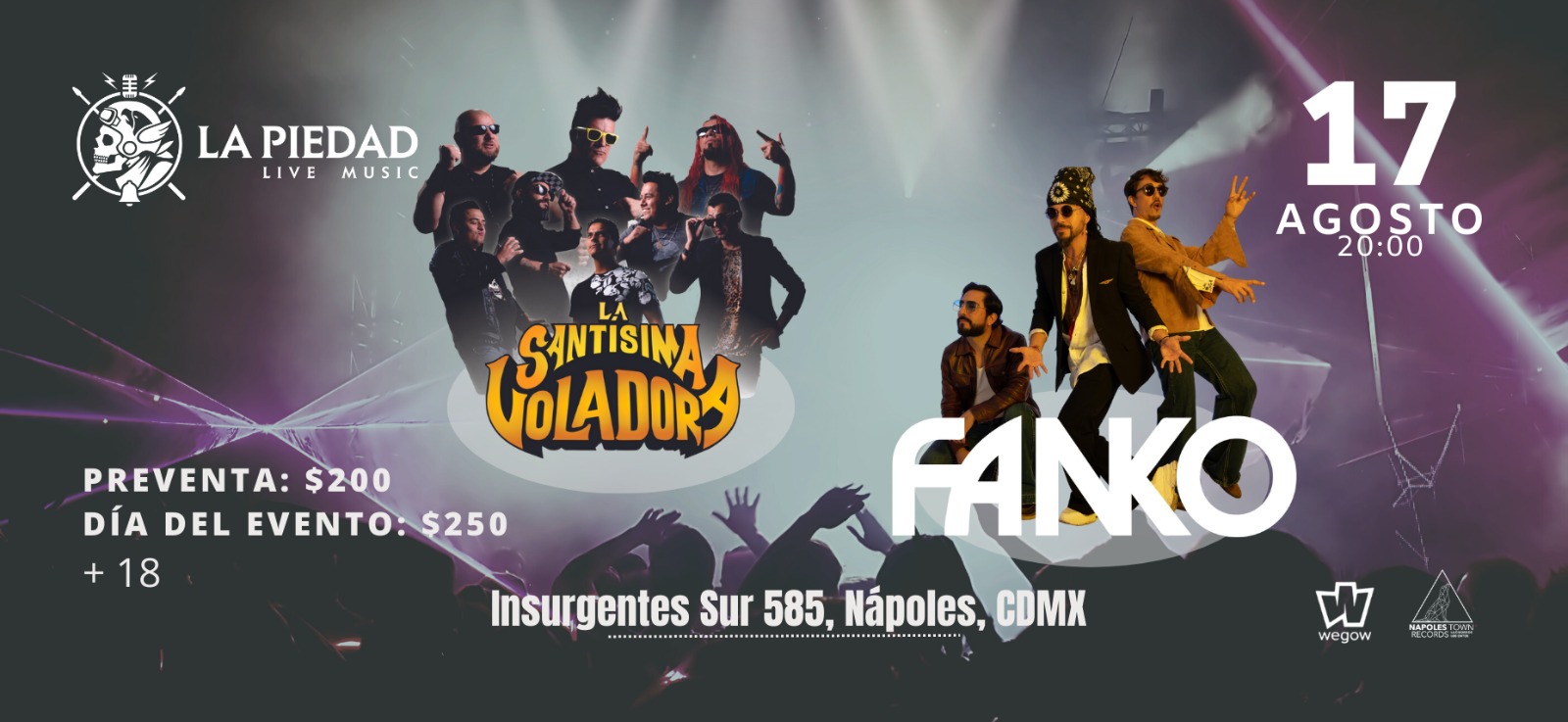 Fotografía promocional de Fanko + La Santísima Voladora en La Piedad Live Music