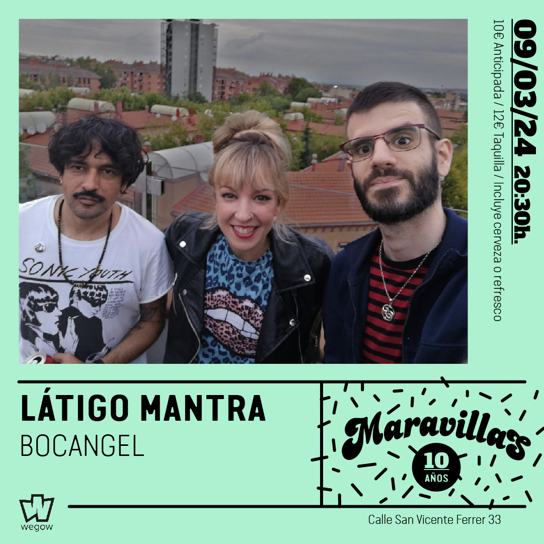 Fotografía promocional de Látigo Mantra + Bocangel en Maravillas Club