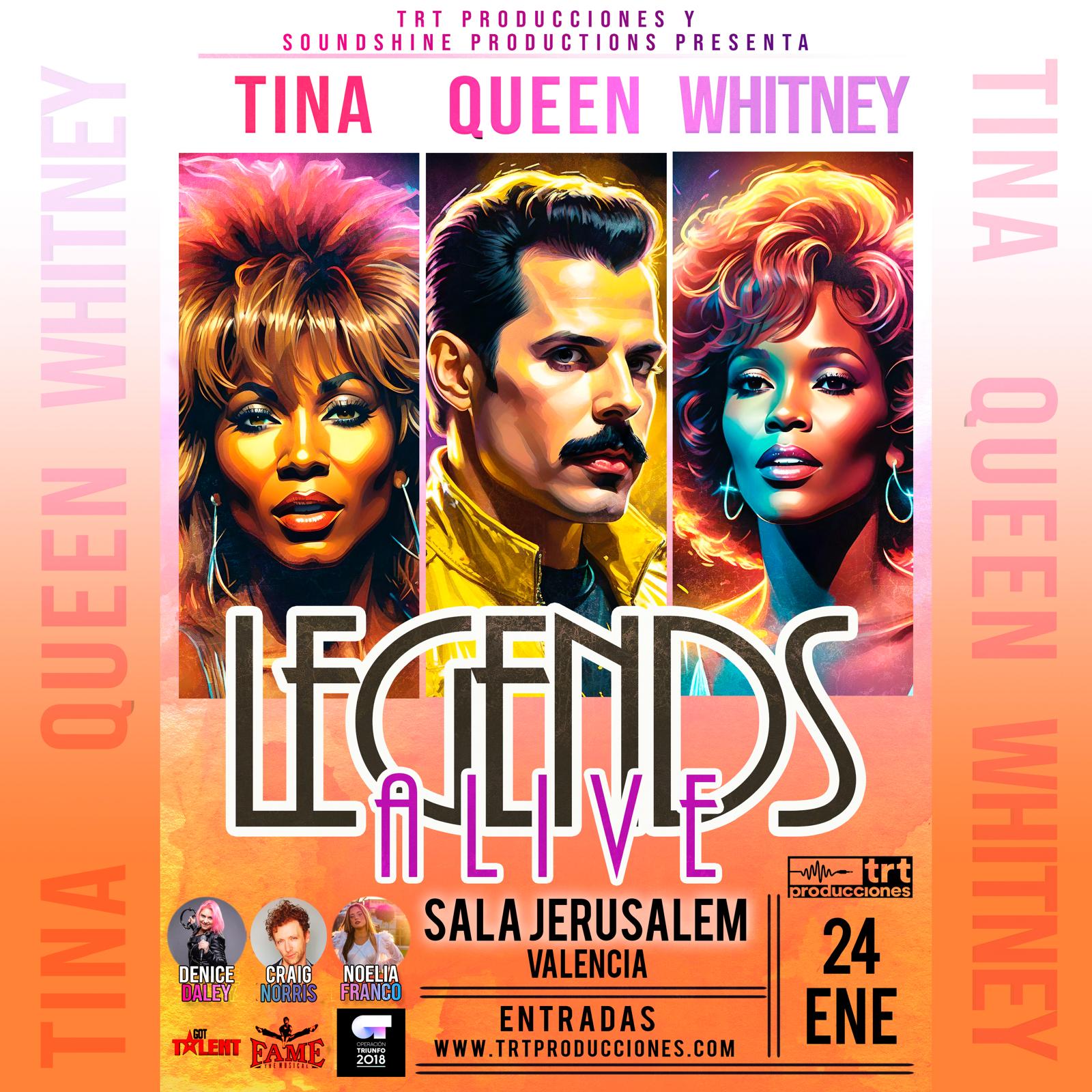 Fotografía promocional de LEGENDS ALIVE - QUEEN, TINA TURNER AND WHITNEY HOUSTON- en Sala Jerusalem (Valencia)
