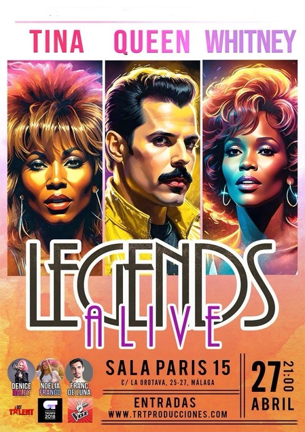 Fotografía promocional de LEGENDS ALIVE - QUEEN, TINA TURNER AND WHITNEY HOUSTON- en Sala PARIS15 (Málaga)