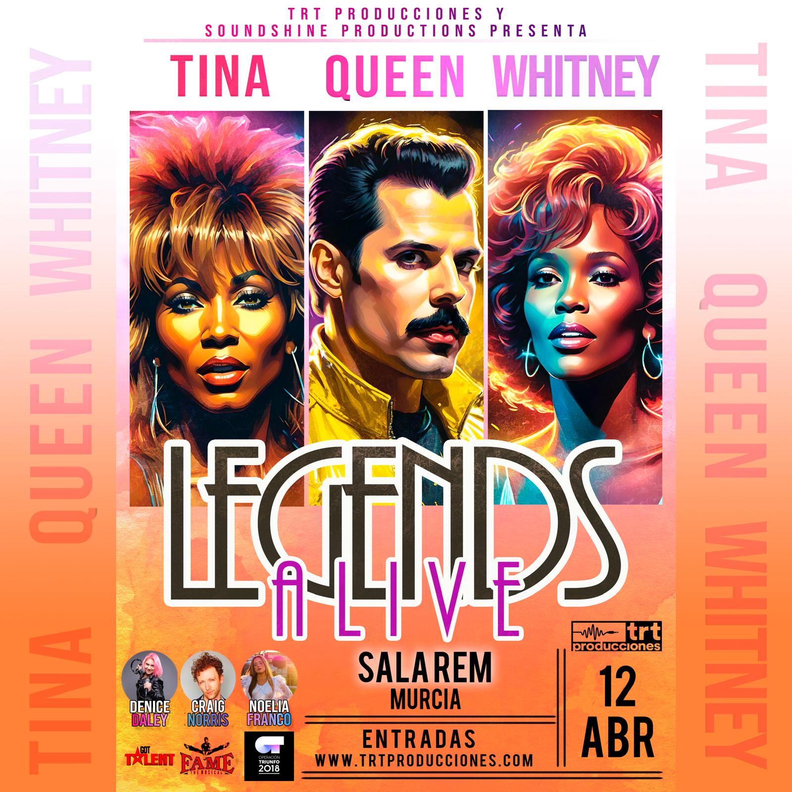 Fotografía promocional de LEGENDS ALIVE - QUEEN, TINA TURNER AND WHITNEY HOUSTON- en Sala R.E.M (Murcia)