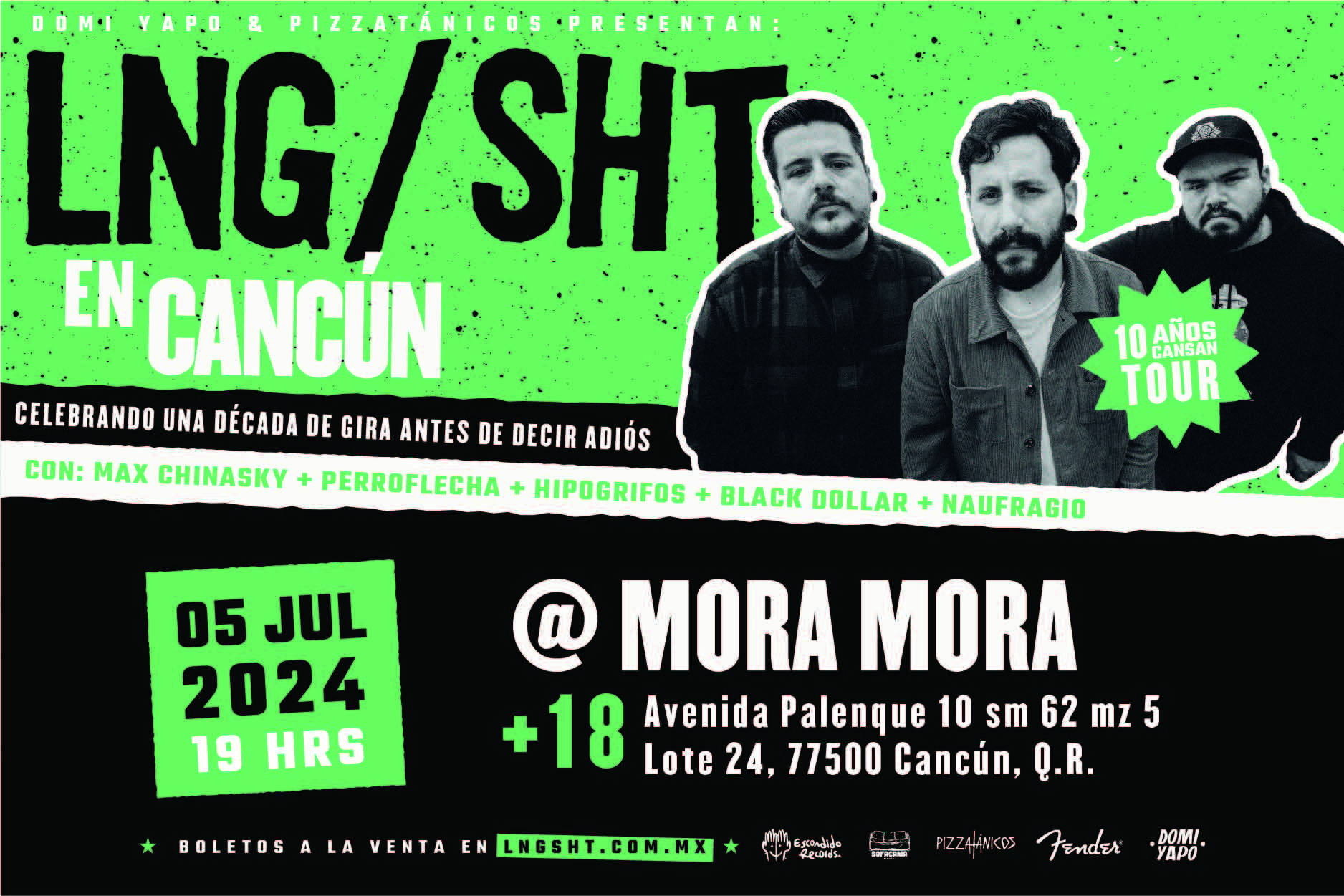 Fotografía promocional de Lng Sht 10 Años cansan tour en Cancún