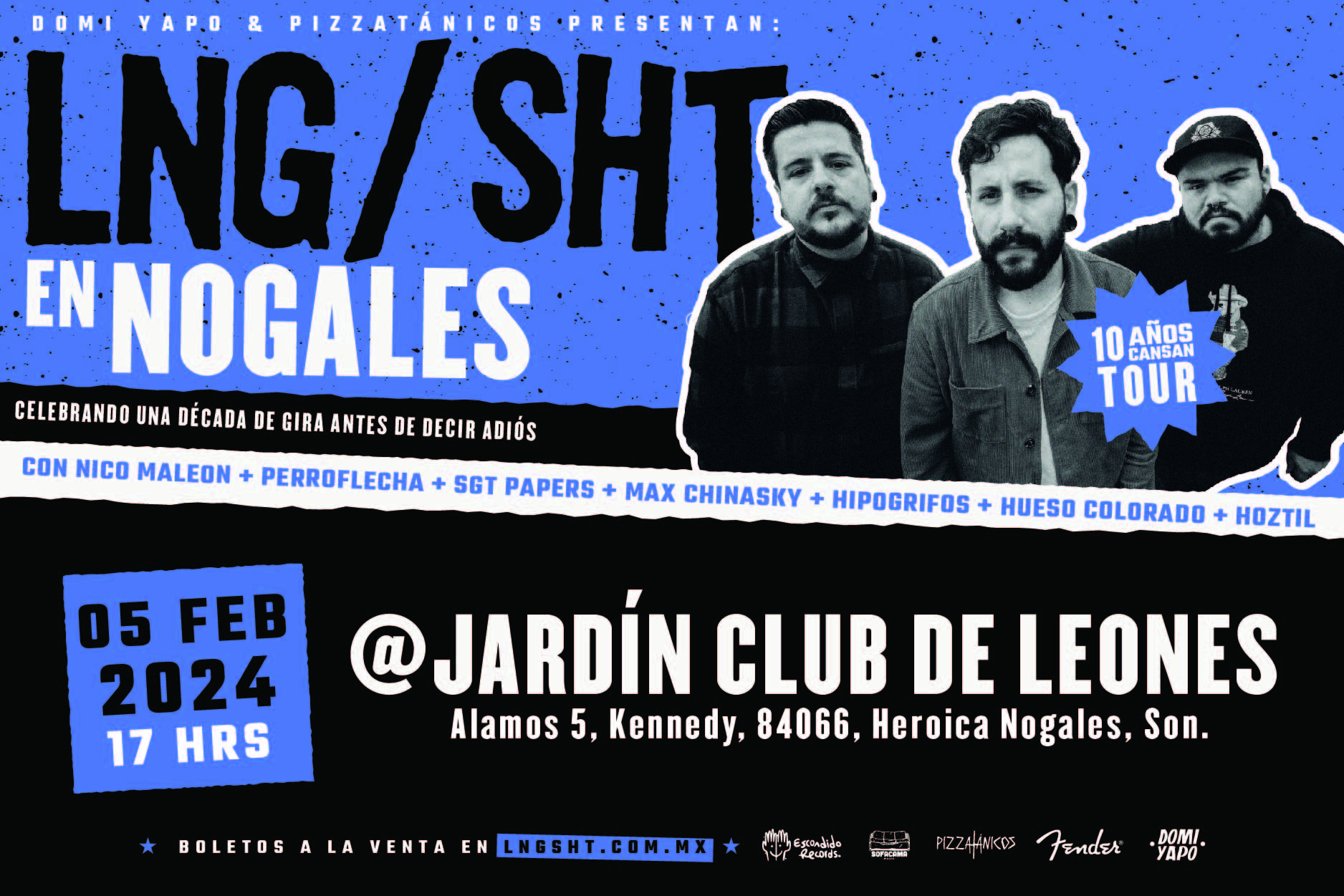 Fotografía promocional de Lng Sht 10 Años Cansan Tour en Nogales