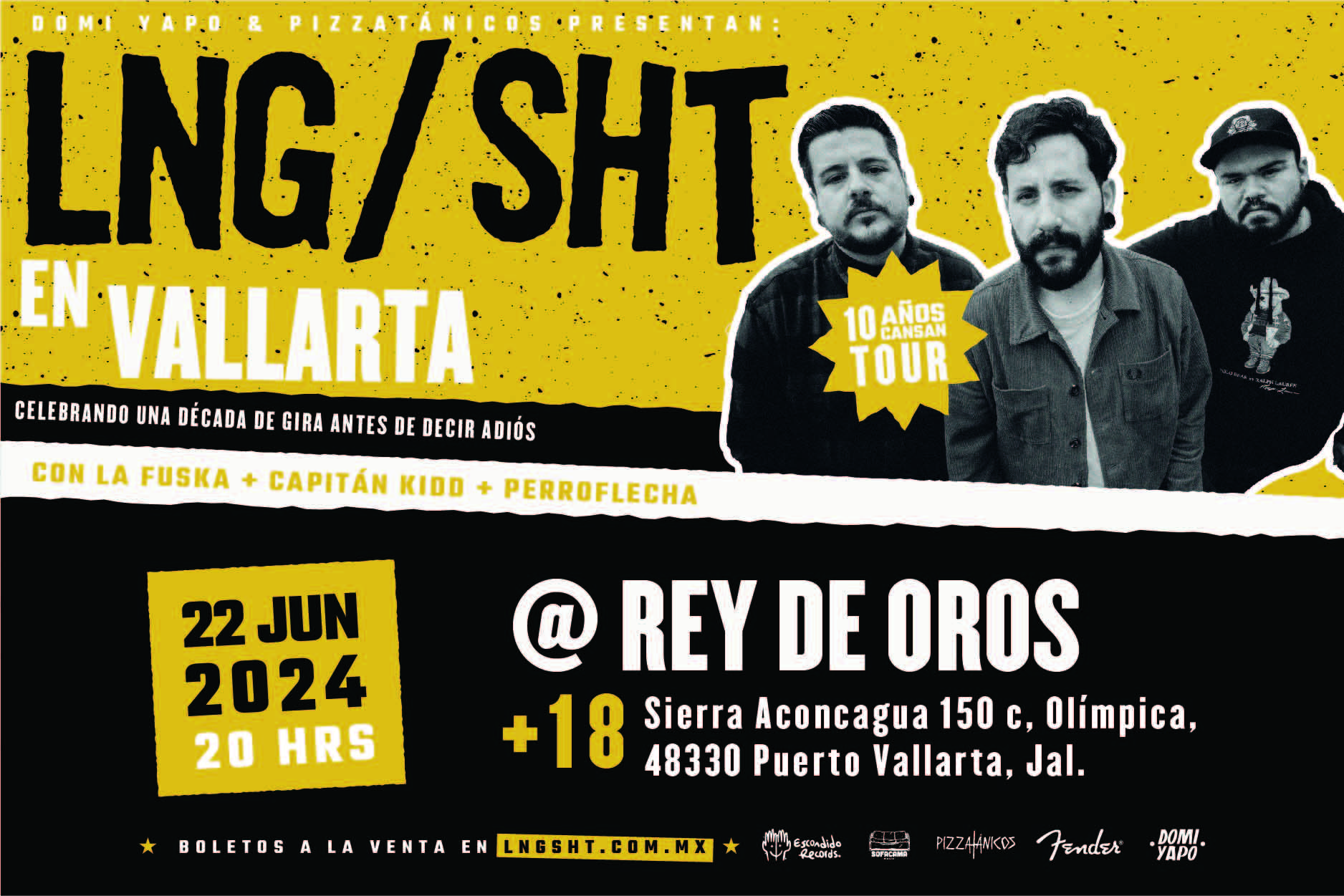 Fotografía promocional de Lng Sht 10 Años cansan Tour en Vallarta