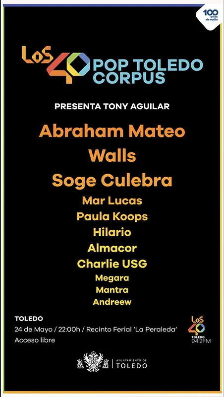 Fotografía promocional de Los40Pop Corpus Toledo