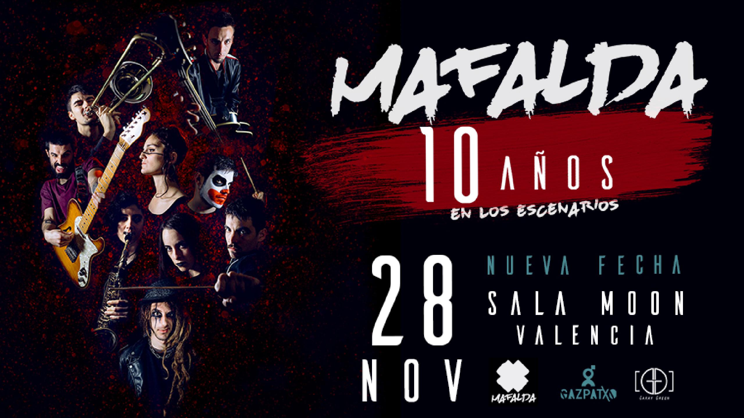 Entradas de conciertos de Mafalda en Sala Moon, Valencia jueves, 28