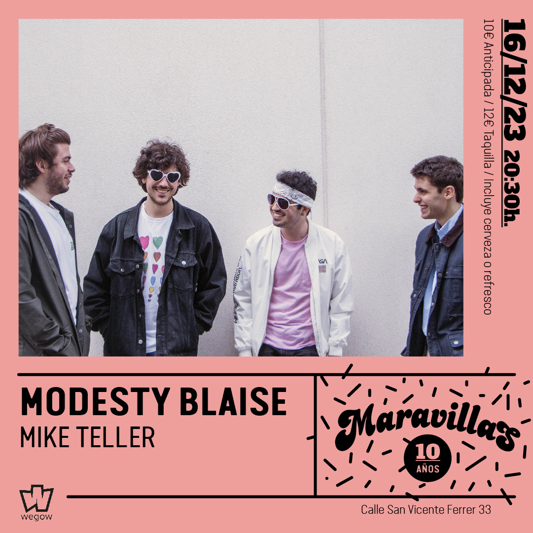 Fotografía promocional de Modesty Blaise + Mike Teller en Maravillas Club