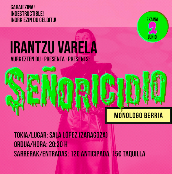 Fotografía promocional de Monólogo de Irantzu Varela en Zaragoza