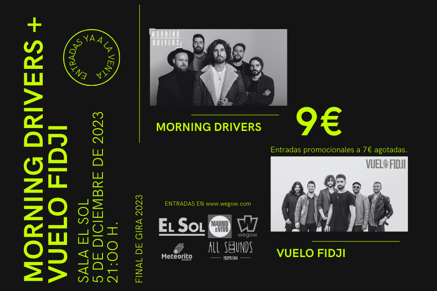 Fotografía promocional de Morning Drivers y Vuelo Fidji en Sala Sol