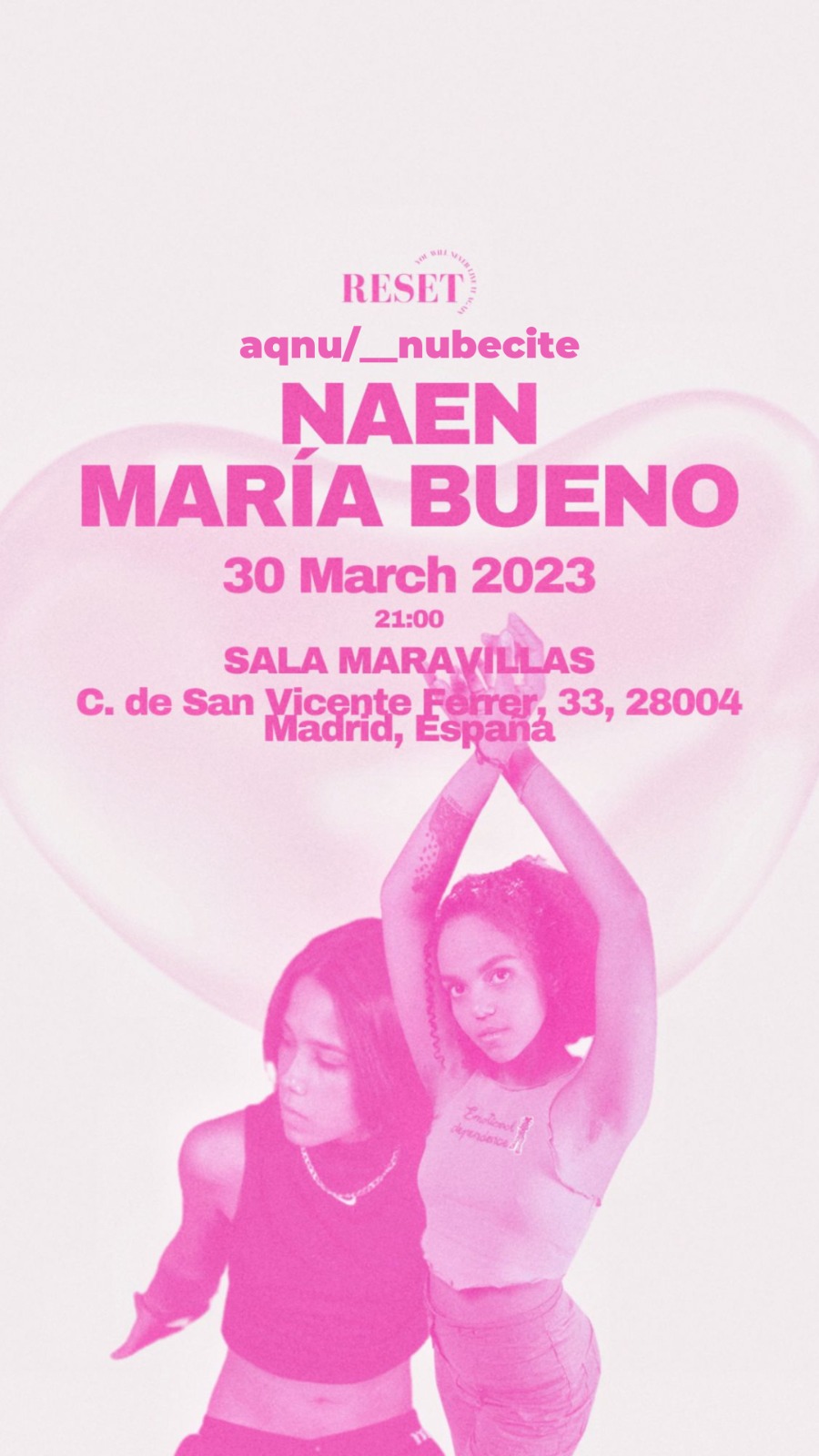 Fotografía promocional de Naen + Maria Bueno + Aqnu en Maravillas Club