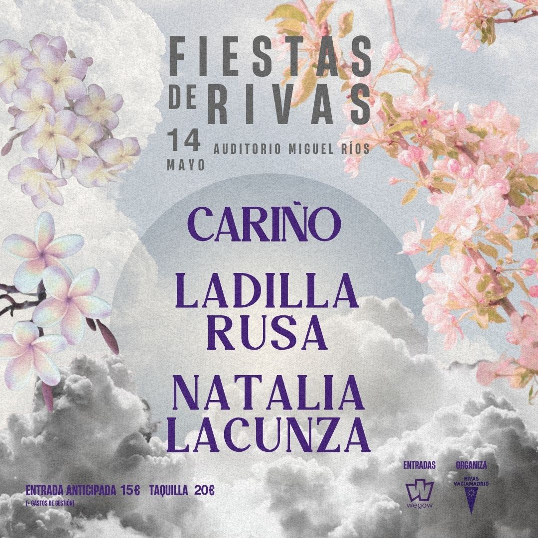 Fotografía promocional de Natalia Lacunza, Cariño y Ladilla Rusa en las Fiestas de Rivas 2025