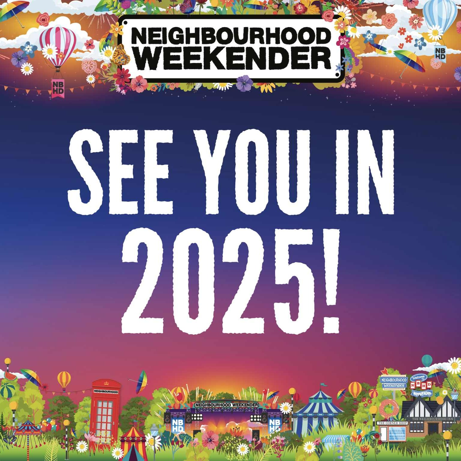 Promotional photograph of Neighbourhood Weekender 2025.