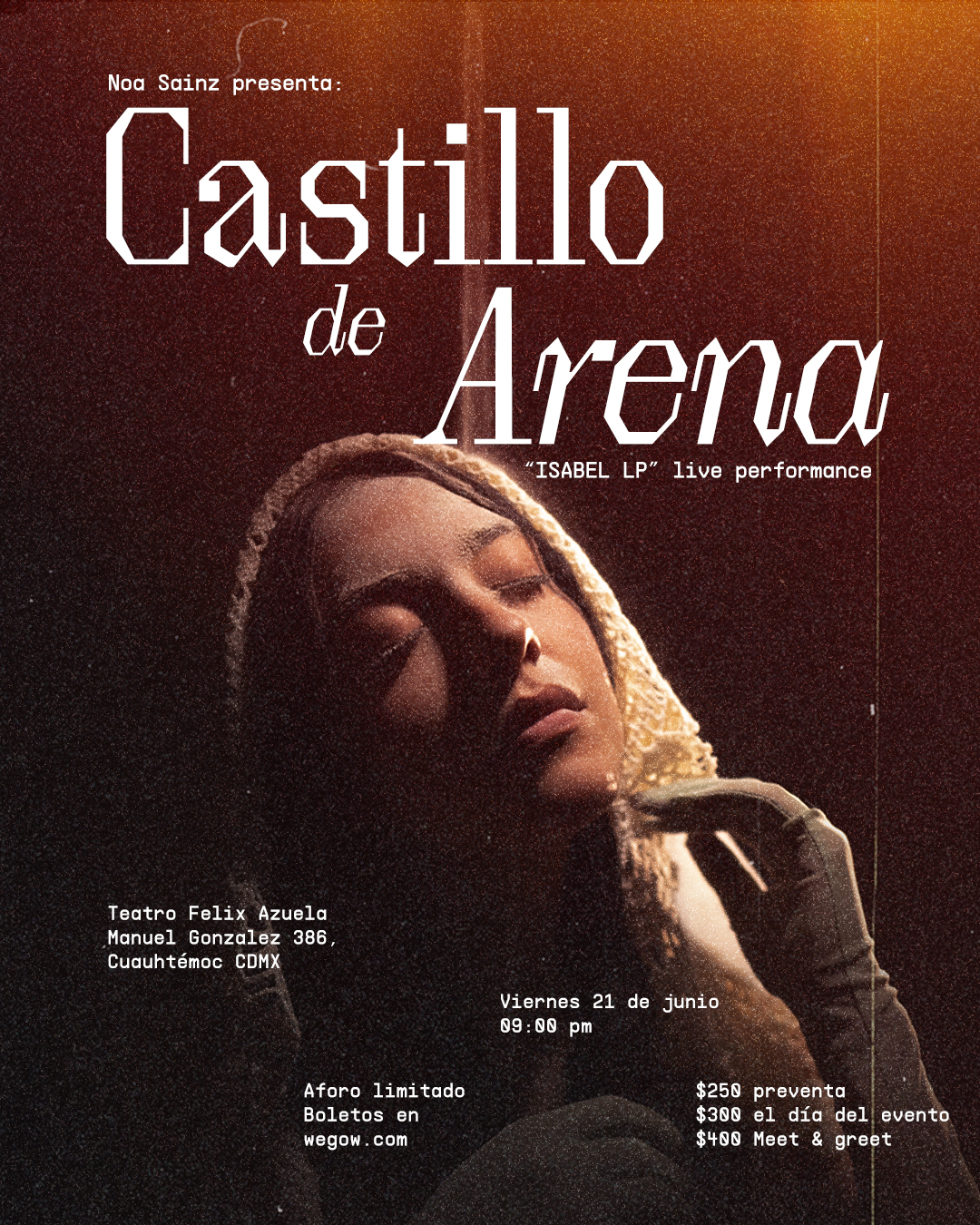 Fotografía promocional de Noa Sainz presenta "Castillo de arena".