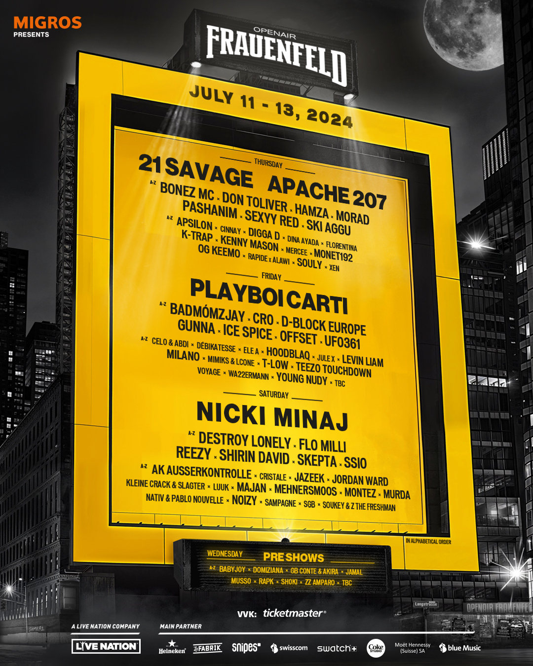 Promotional photograph of Openair Frauenfeld Festival 2024.