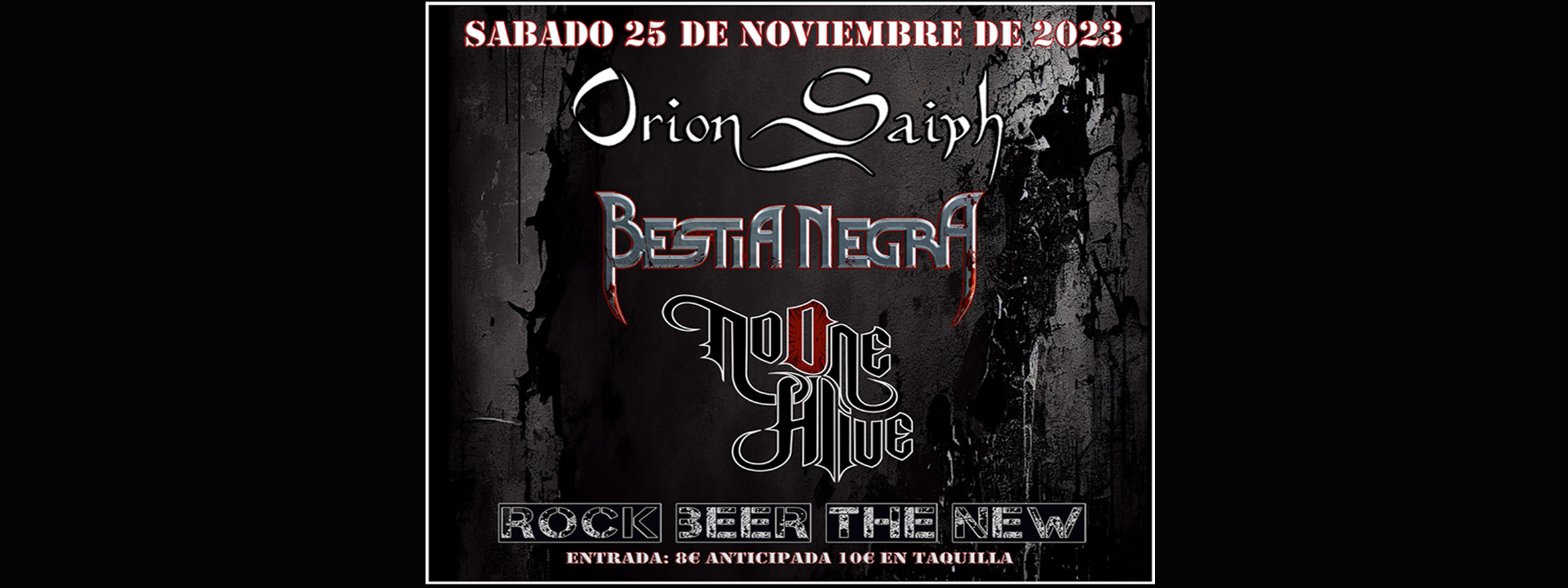 Fotografía promocional de Orion Saiph + Bestia Negra + No One Alive