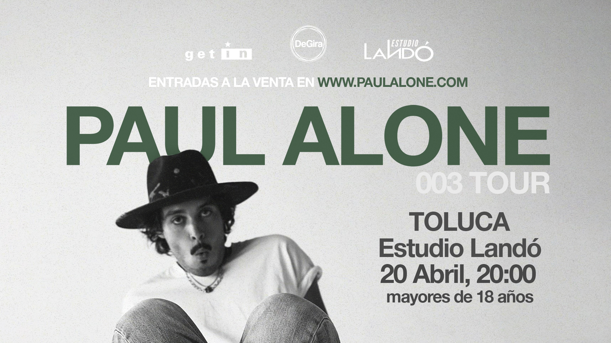 Fotografía promocional de Paul Alone en Vivo en Toluca
