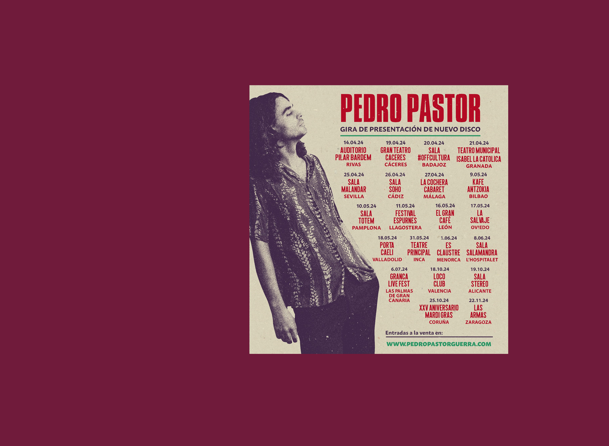 Fotografía promocional de Pedro Pastor concierto XXV Anivarsario Mardi Gras - A Coruña