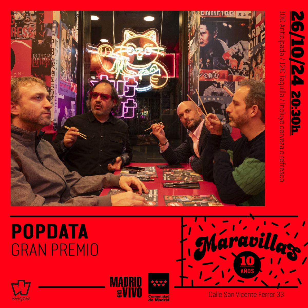 Fotografía promocional de Popdata + Gran Premio en Maravillas Club