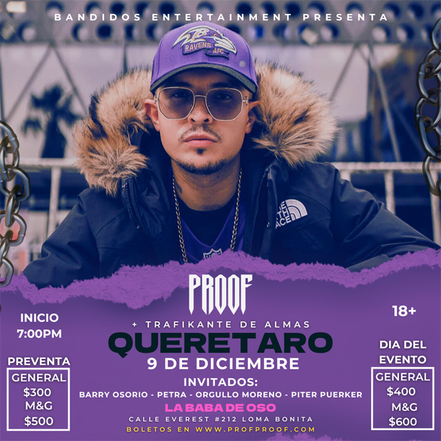 Fotografía promocional de Proof + Trafikante de Almas en Querétaro