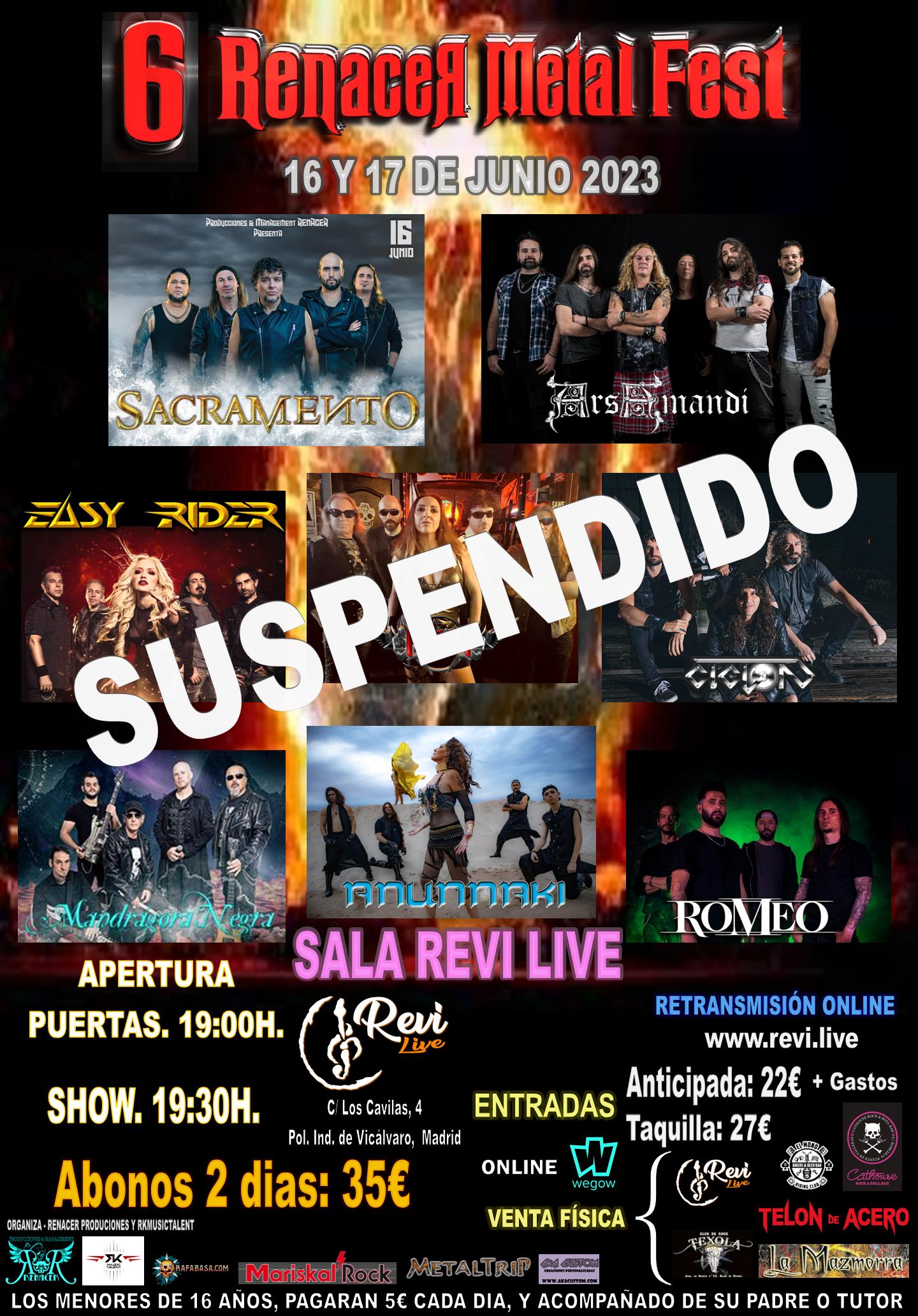 Fotografía promocional de Renacer Metal Fest 16 y 17 Junio Madrid