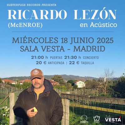 Fotografía promocional de Ricardo Lezón (McEnroe) - formato acústico en Madrid