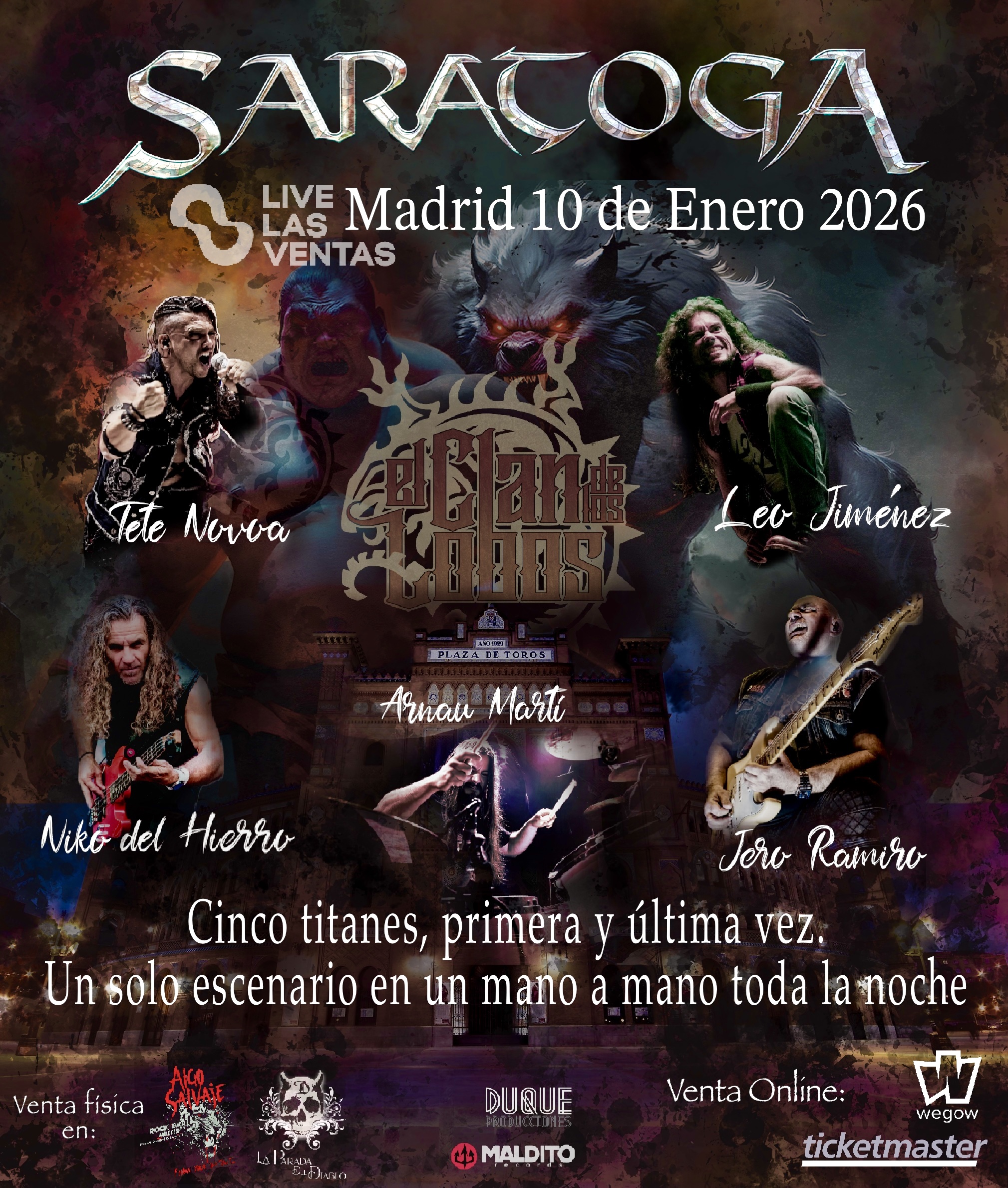 Fotografía promocional de SARATOGA - Concierto exclusivo “EL CLAN DE LOS LOBOS”.