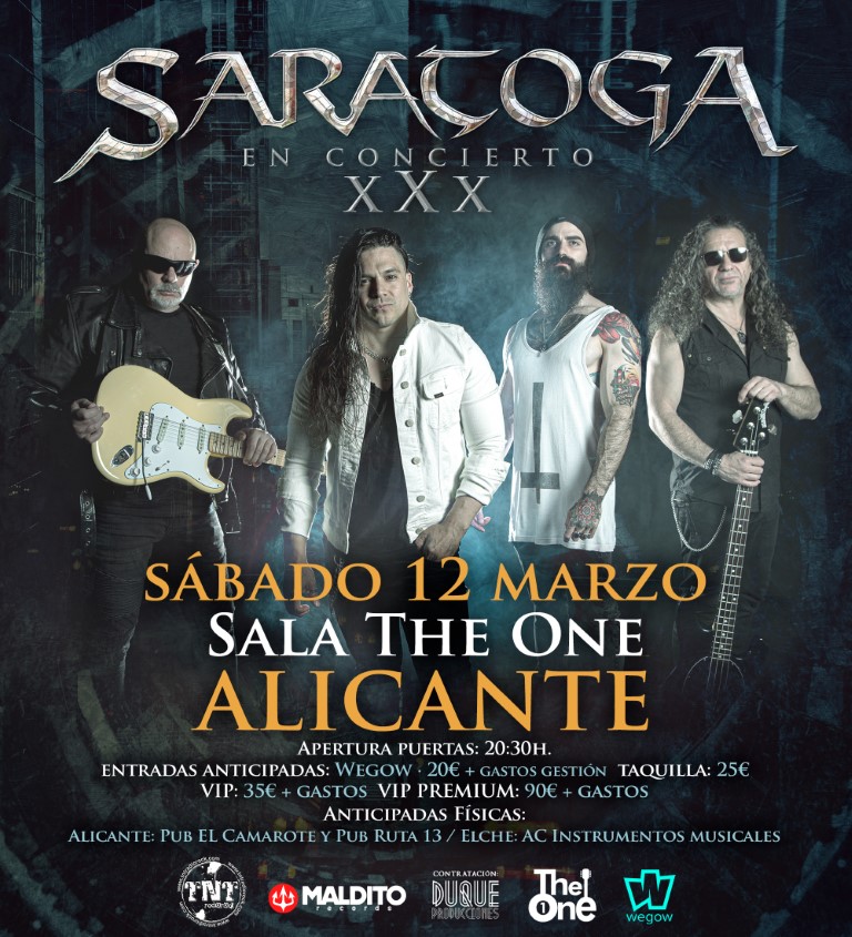 Fotografía promocional de Saratoga en Alicante sala The One