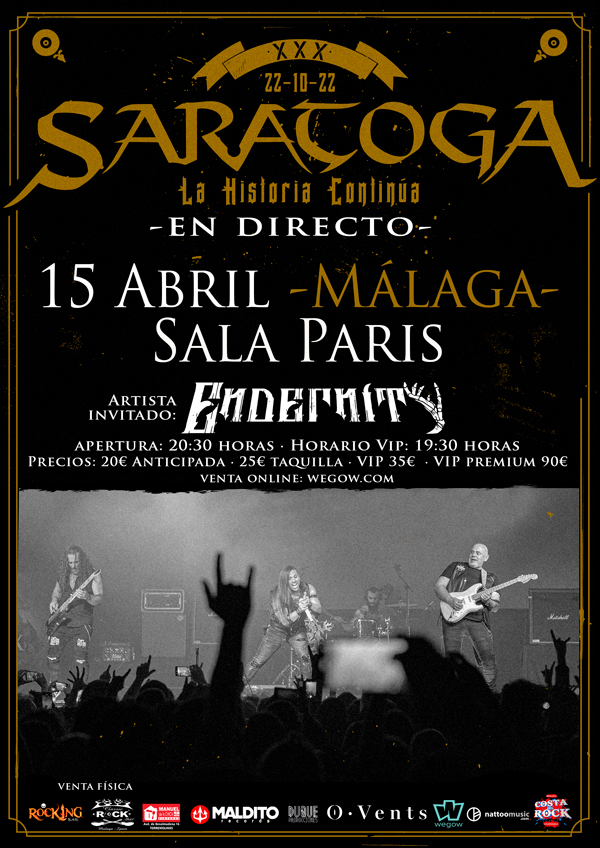 Fotografía promocional de Saratoga Junto a Endernity en Málaga
