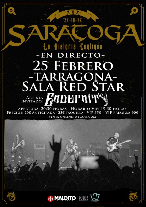 Fotografía promocional de Saratoga Junto a Endernity en Tarragona