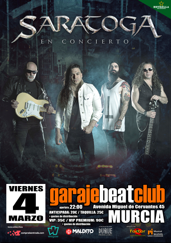 Fotografía promocional de Saratoga Murcia sala Garaje Beat