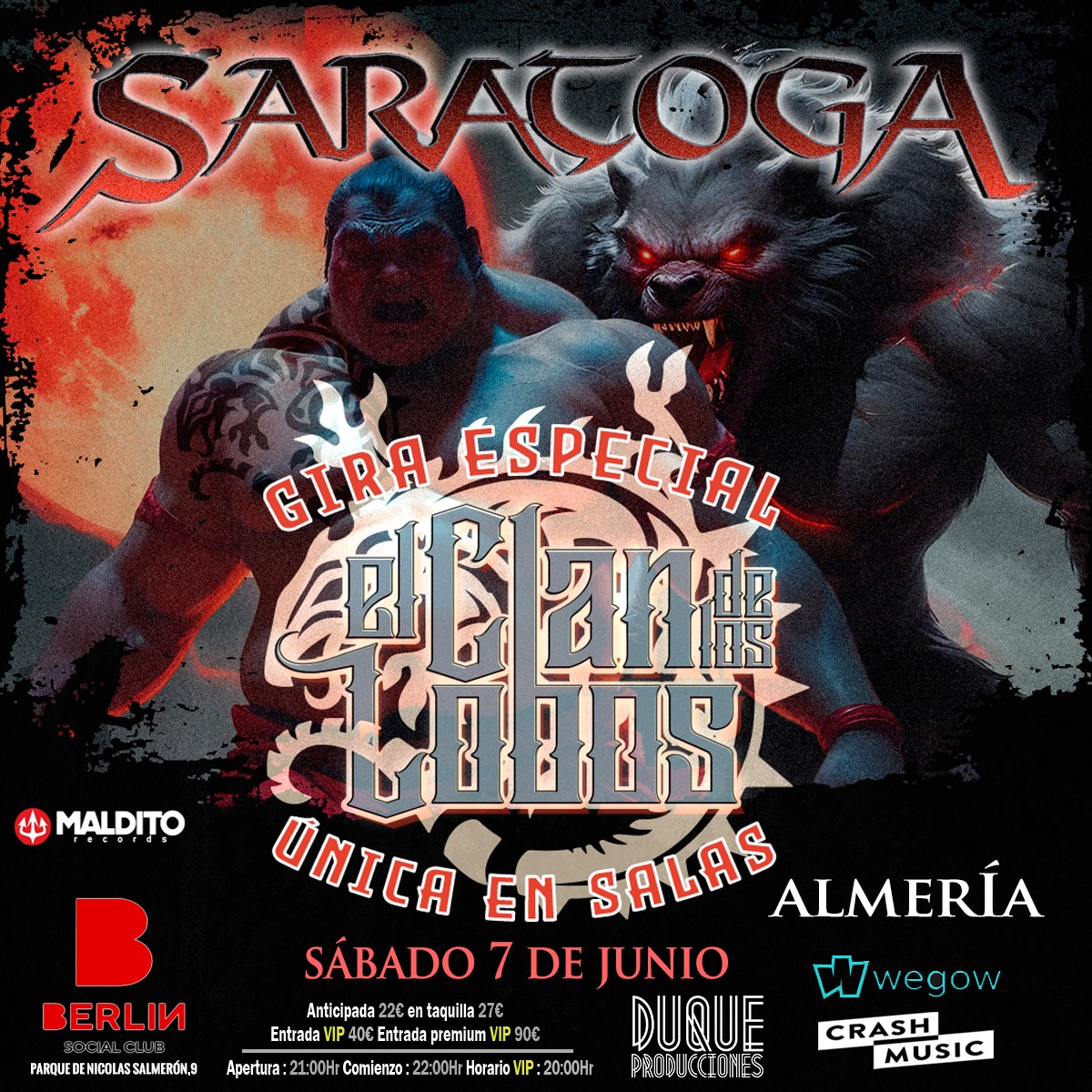 Fotografía promocional de Saratoga - Tour "El Clan de Los Lobos" en Almeria