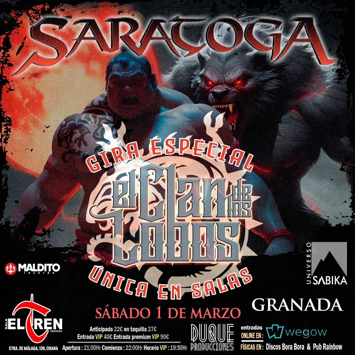 Fotografía promocional de Saratoga - Tour "El Clan de Los Lobos" en Granada