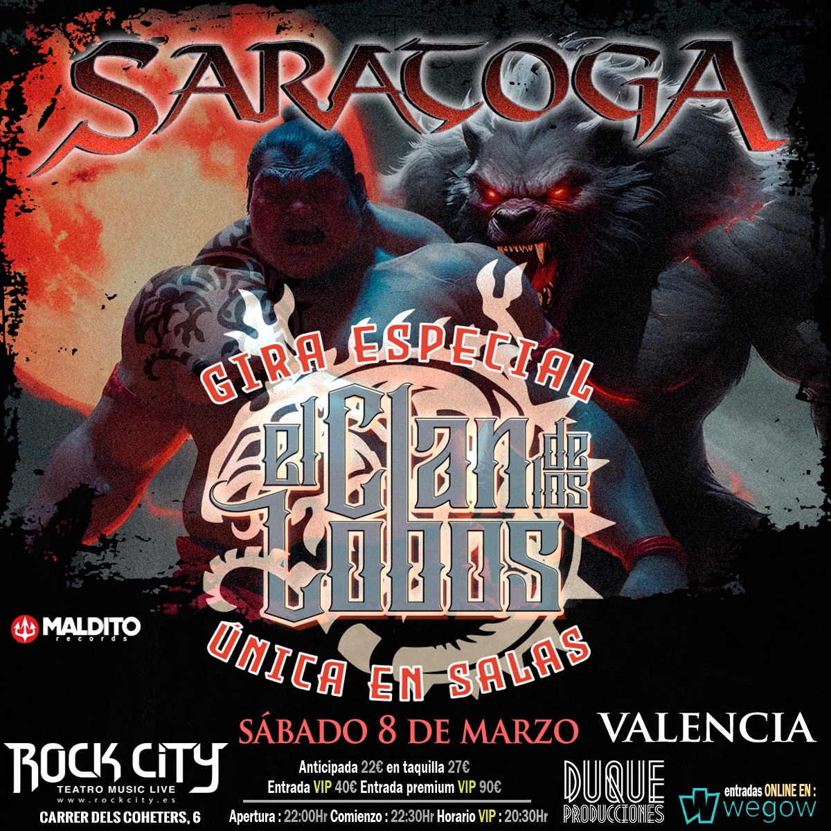 Fotografía promocional de Saratoga - Tour "El Clan de Los Lobos" en Valencia