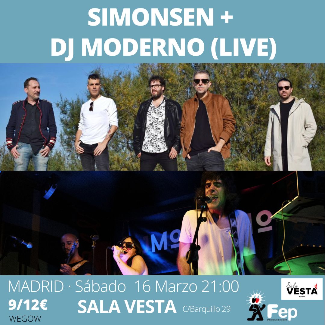 Fotografía promocional de SIMONSEN + DJ MODERNO LIVE EN SALA VESTA, MADRID