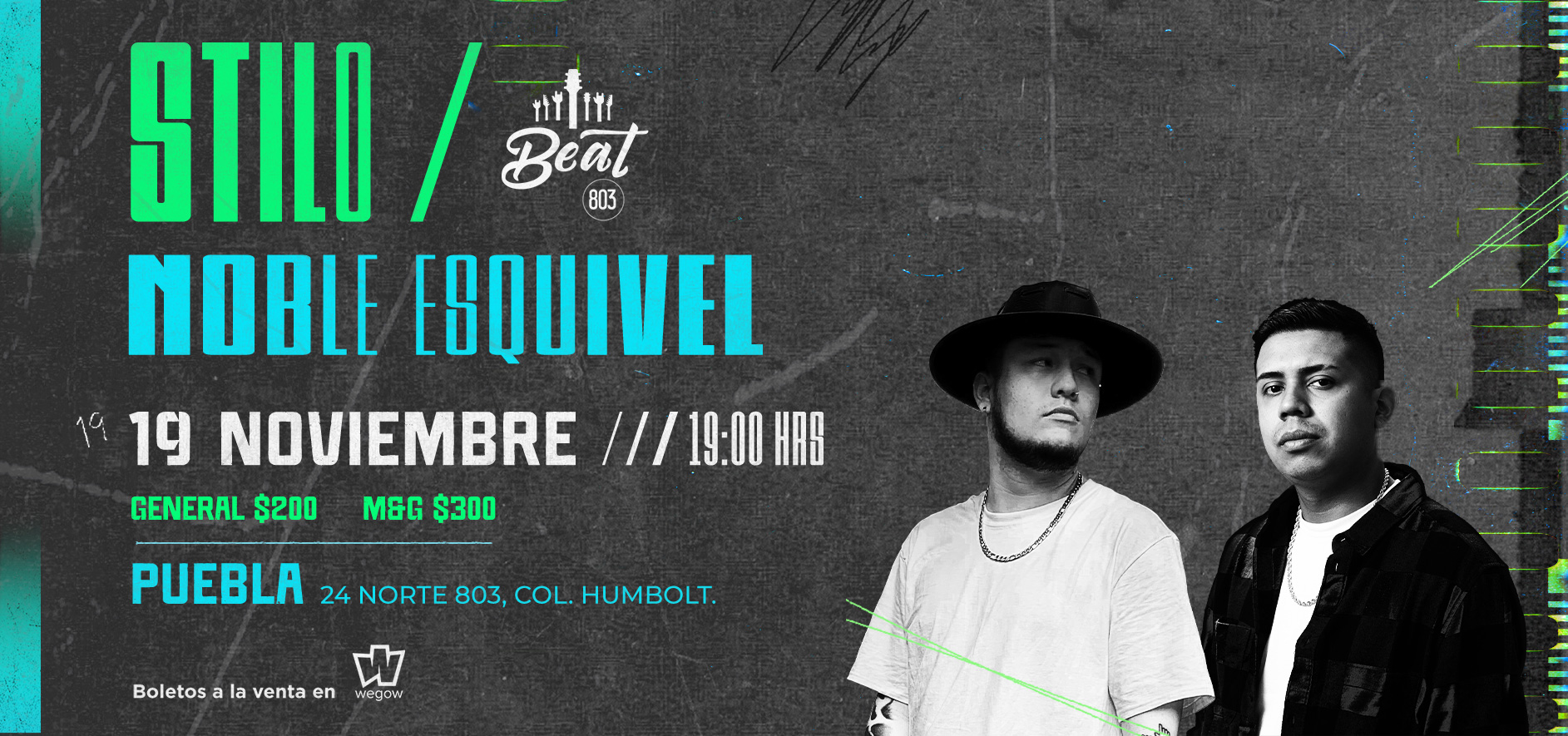 Fotografía promocional de Stilo y Noble Esquivel en Puebla