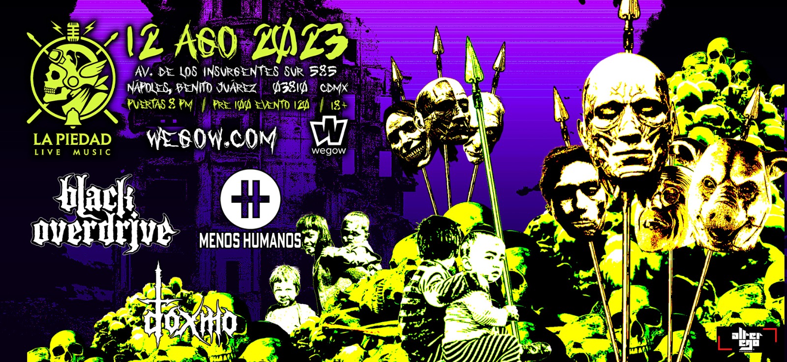 Fotografía promocional de STONER DOOM NIGHT! c/ Black Overdrive + Menos Humanos + Doxmo en "La Piedad Live Music"