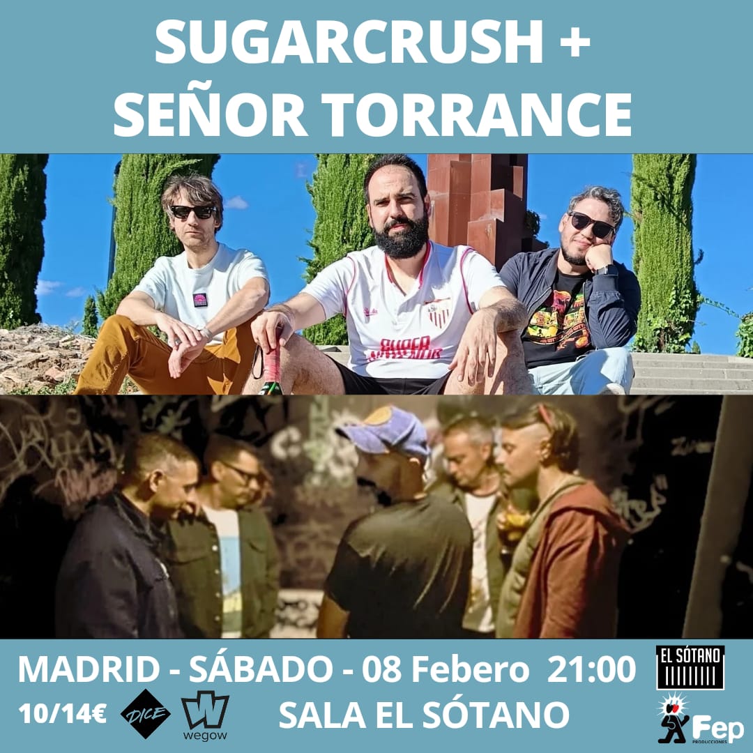 Promotional photograph of SUGARCRUSH + SEÑOR TORRANCE EN EL SOTANO, MADRID.