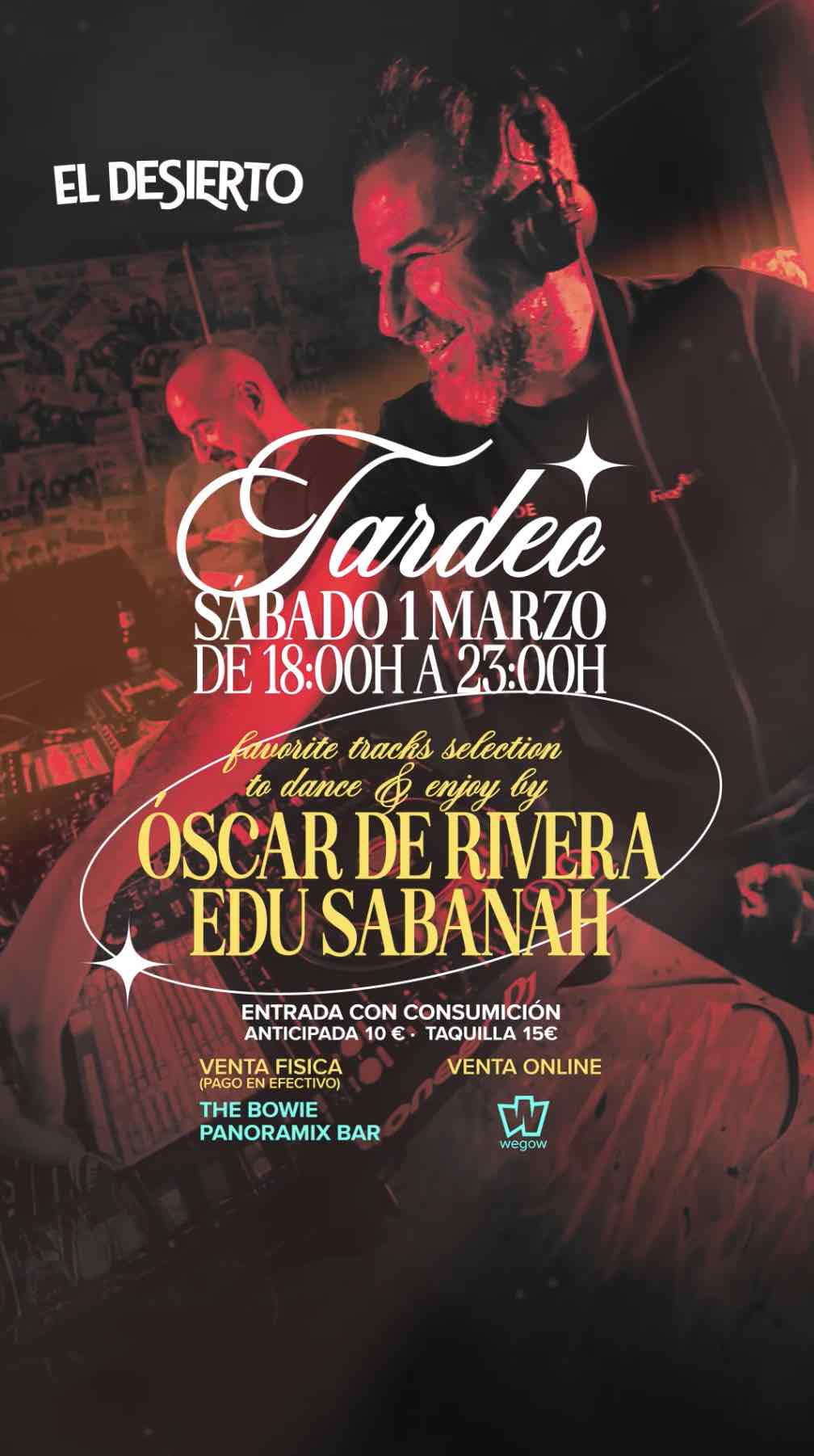 Fotografía promocional de Tardeo 1 de Marzo 2025 con Óscar de Rivera y Edu Sabanah