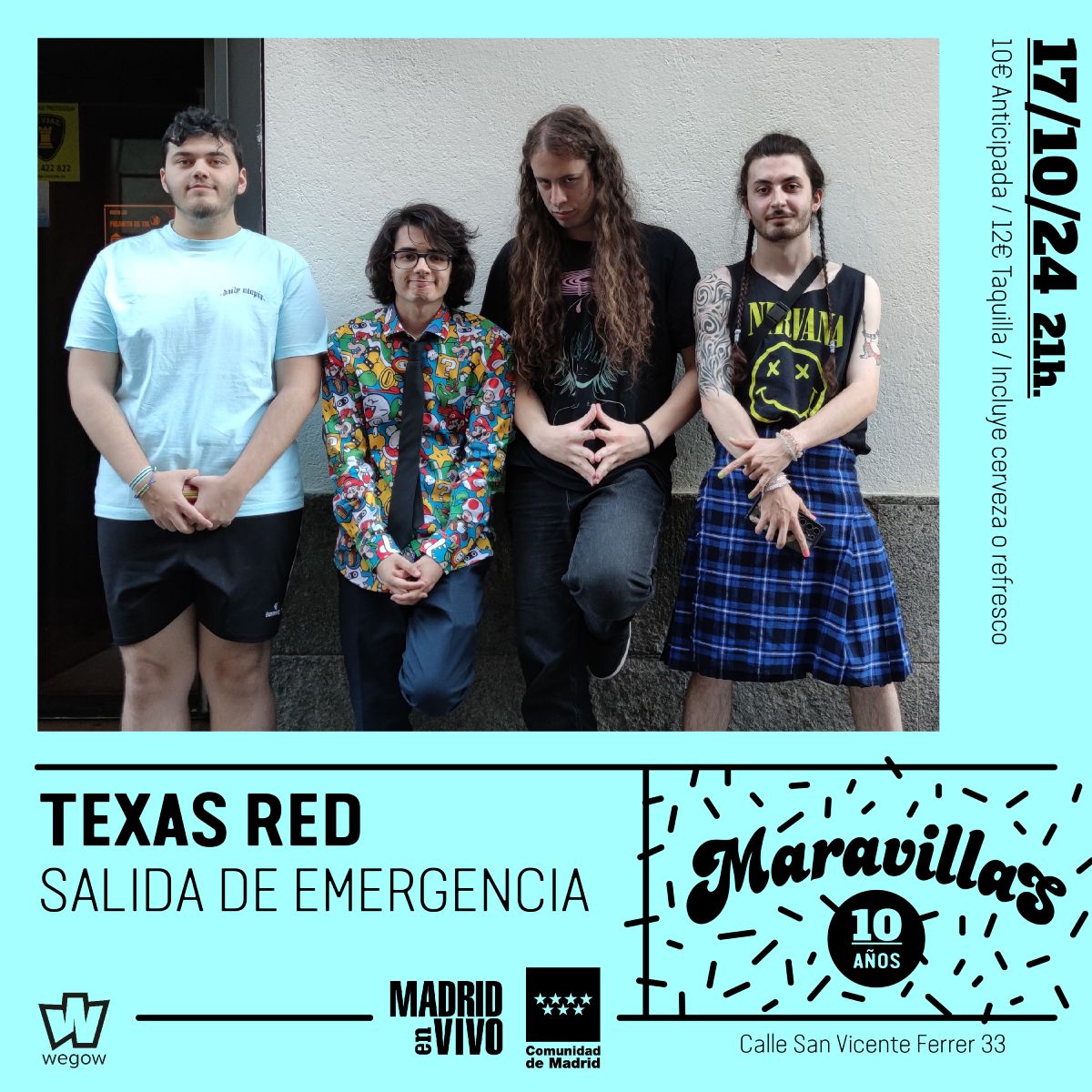 Fotografía promocional de Texas Red + Salida de Emergencia en Maravillas Club