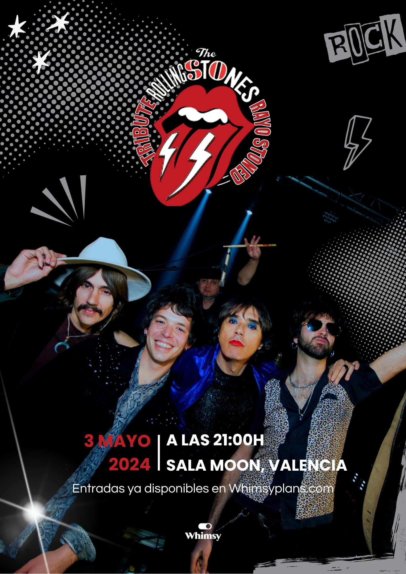 Fotografía promocional de The Rolling Stones Tribute by Rayo Stoned Sala Moon