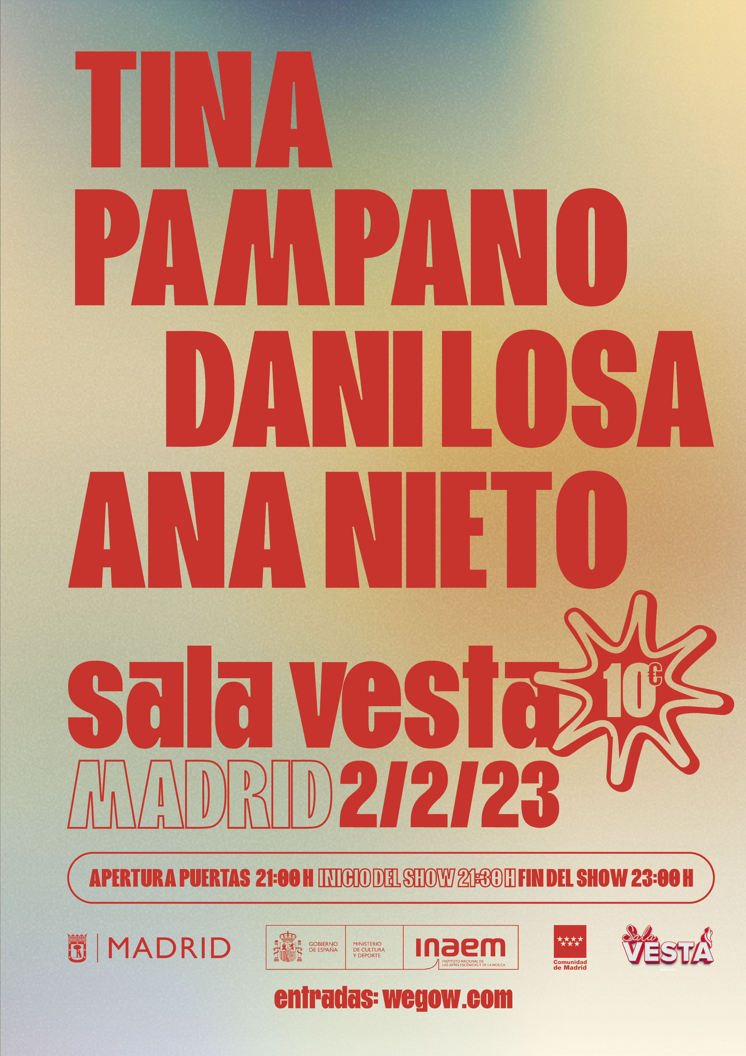 Fotografía promocional de Tina Pámpano, Ana Nieto y Dani Losa en Madrid