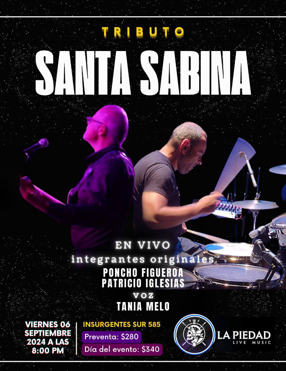 Fotografía promocional de Tributo a Santa Sabina en La Piedad Live Music