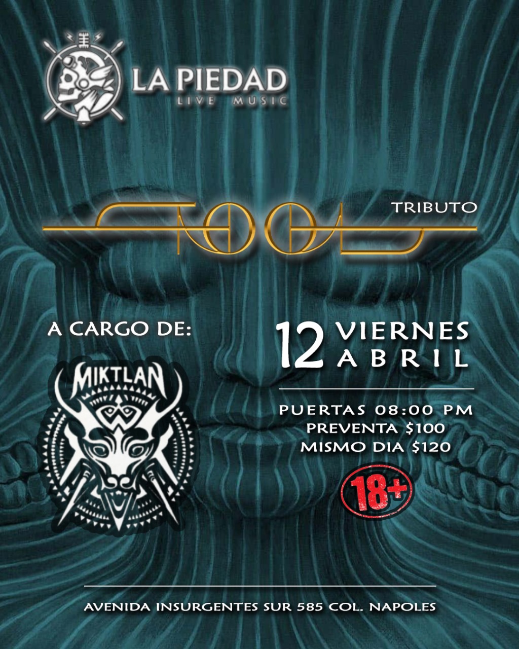 Fotografía promocional de Tributo a Tool en La Piedad Live Music