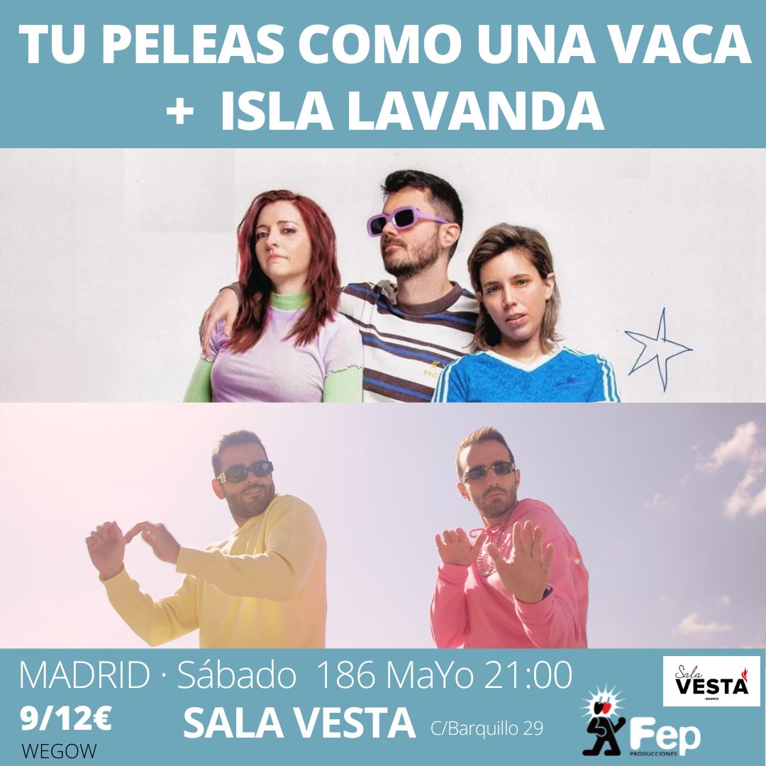 Fotografía promocional de Tu Peleas Como Una Vaca + Isla Lavanda Sala Vesta, Madrid